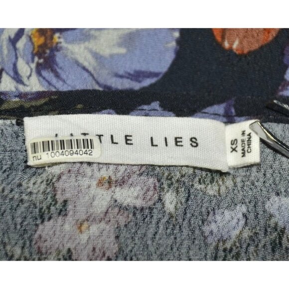 Little Lies Open Front Floral Cardigan Kimono Size XS Blue Floral Bell Sleeve - Picture 10 of 12
